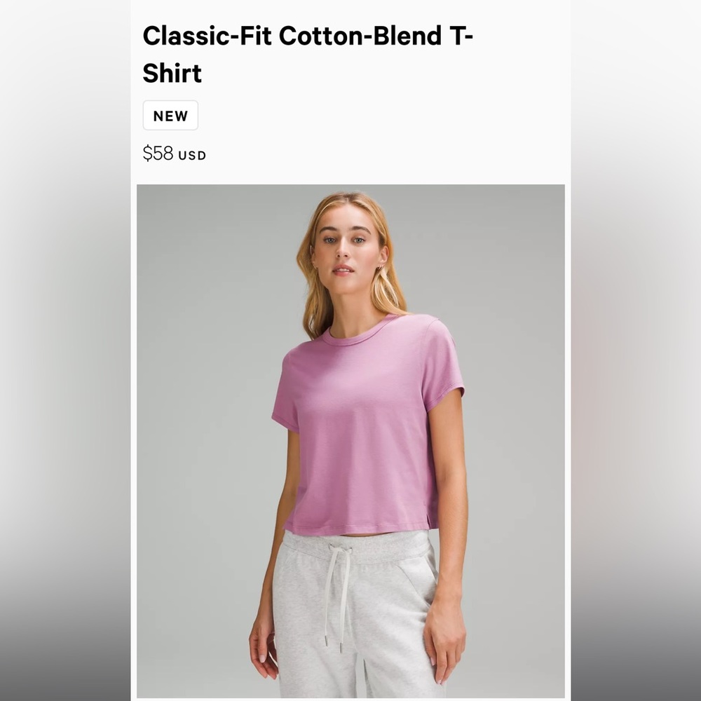 Lululemon cotton blend classic fit t shirt